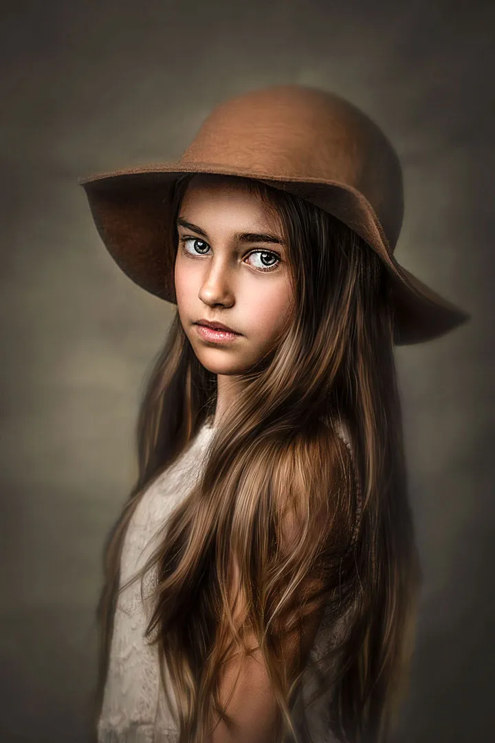 Fine art portrait — girl with hat